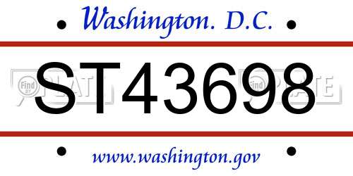ST43698 District Of Columbia License Plate