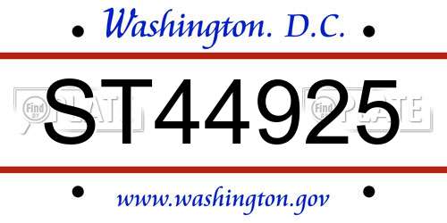 ST44925 District Of Columbia License Plate