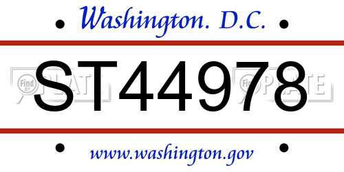 ST44978 District Of Columbia License Plate