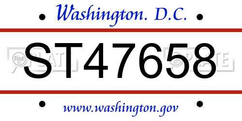 ST47658 District Of Columbia License Plate