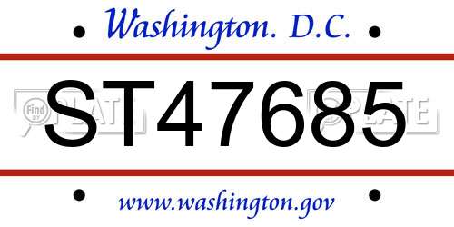 ST47685 District Of Columbia License Plate