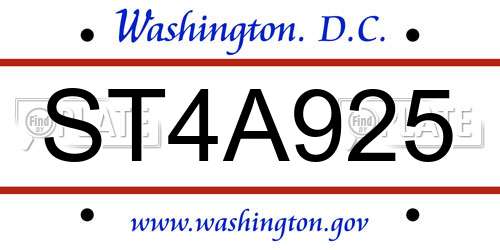 ST4A925 District Of Columbia License Plate