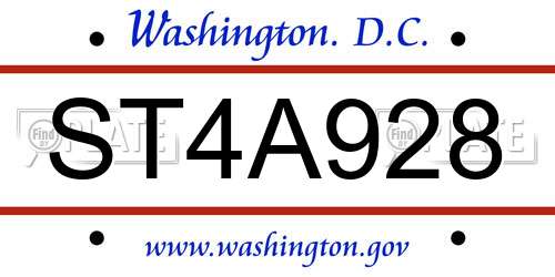 ST4A928 District Of Columbia License Plate