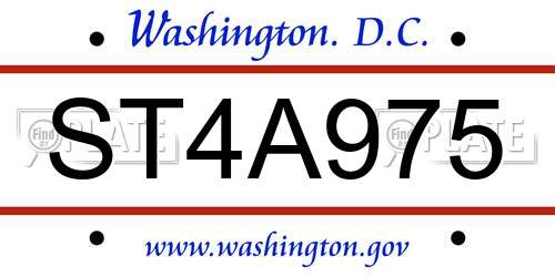ST4A975 District Of Columbia License Plate