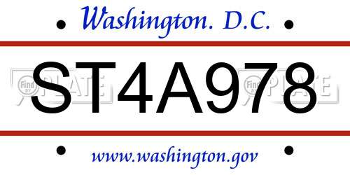 ST4A978 District Of Columbia License Plate