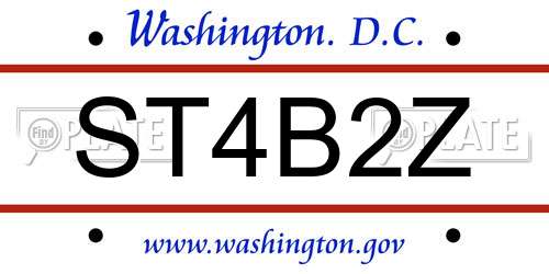 ST4B2Z District Of Columbia License Plate