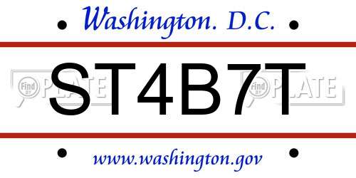 ST4B7T District Of Columbia License Plate