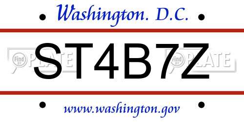 ST4B7Z District Of Columbia License Plate