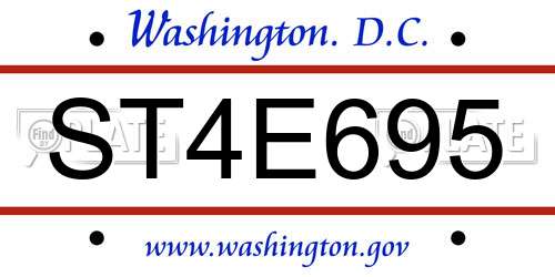 ST4E695 District Of Columbia License Plate