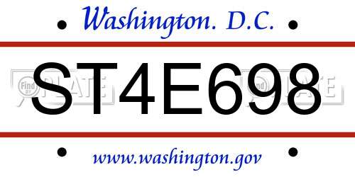 ST4E698 District Of Columbia License Plate