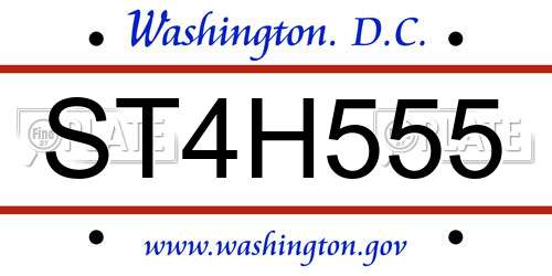ST4H555 District Of Columbia License Plate