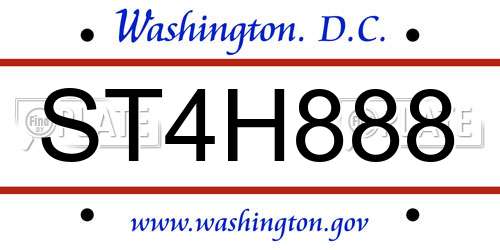 ST4H888 District Of Columbia License Plate