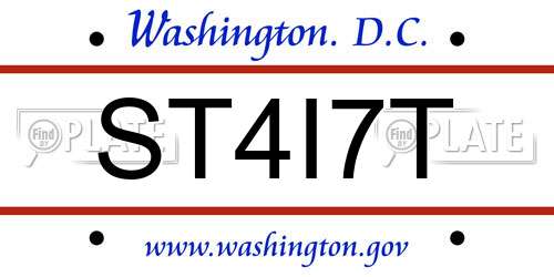 ST4I7T District Of Columbia License Plate