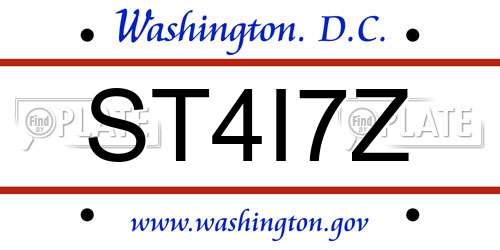 ST4I7Z District Of Columbia License Plate