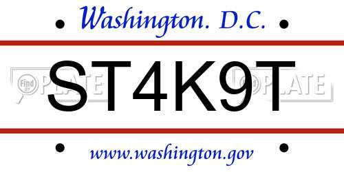 ST4K9T District Of Columbia License Plate