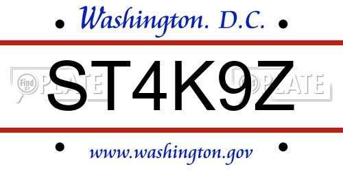 ST4K9Z District Of Columbia License Plate