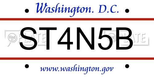 ST4N5B District Of Columbia License Plate