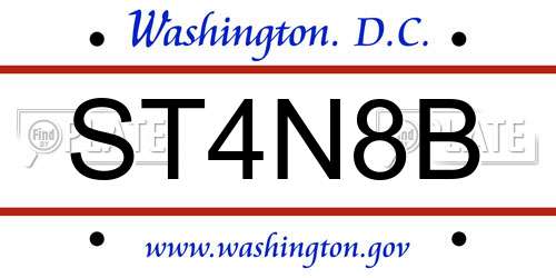 ST4N8B District Of Columbia License Plate