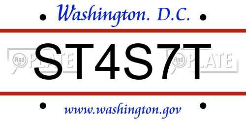 ST4S7T District Of Columbia License Plate