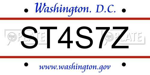 ST4S7Z District Of Columbia License Plate