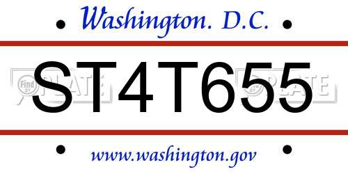 ST4T655 District Of Columbia License Plate