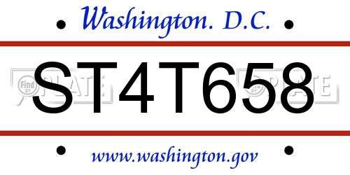ST4T658 District Of Columbia License Plate