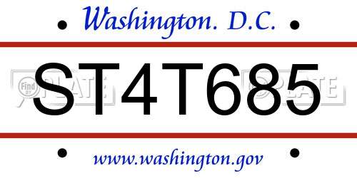 ST4T685 District Of Columbia License Plate