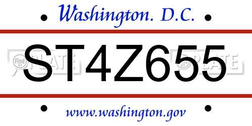 ST4Z655 District Of Columbia License Plate