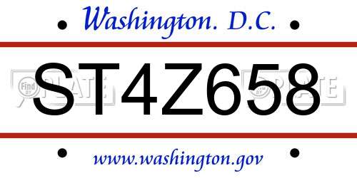 ST4Z658 District Of Columbia License Plate