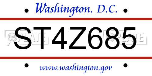 ST4Z685 District Of Columbia License Plate