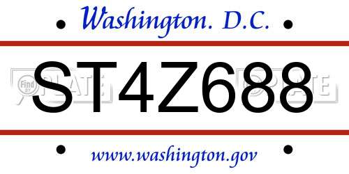 ST4Z688 District Of Columbia License Plate