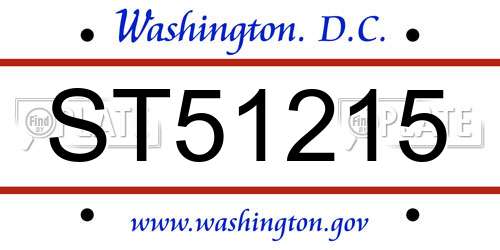 ST51215 District Of Columbia License Plate