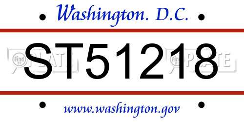 ST51218 District Of Columbia License Plate