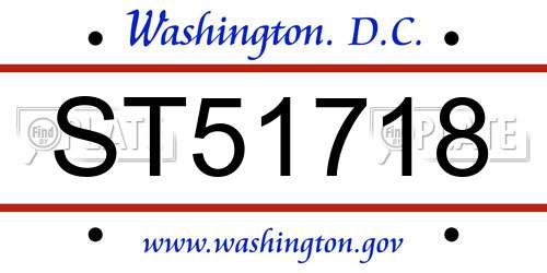 ST51718 District Of Columbia License Plate
