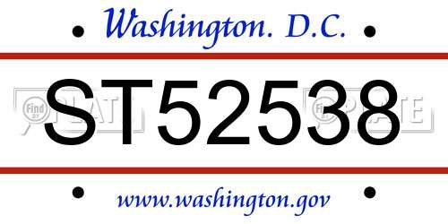 ST52538 District Of Columbia License Plate