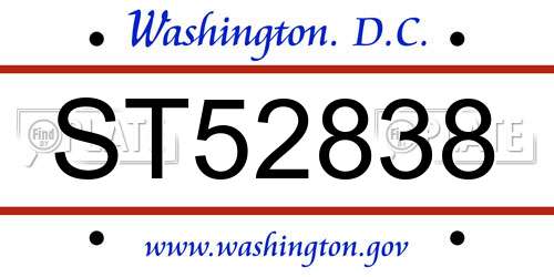 ST52838 District Of Columbia License Plate