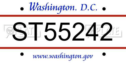 ST55242 District Of Columbia License Plate