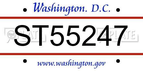 ST55247 District Of Columbia License Plate