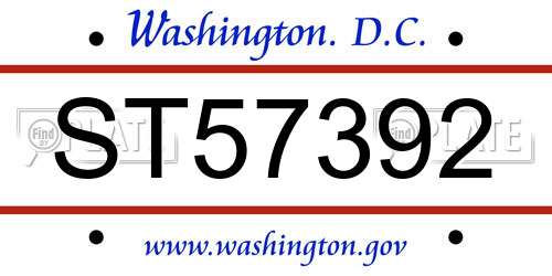 ST57392 District Of Columbia License Plate