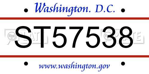 ST57538 District Of Columbia License Plate