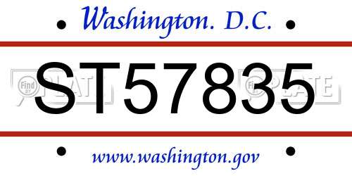 ST57835 District Of Columbia License Plate