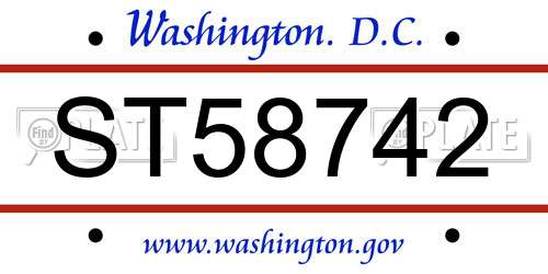 ST58742 District Of Columbia License Plate