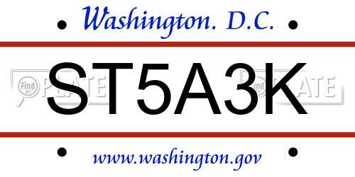 ST5A3K District Of Columbia License Plate