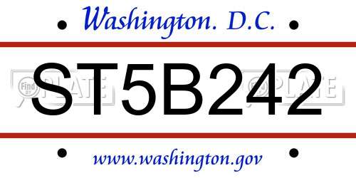 ST5B242 District Of Columbia License Plate