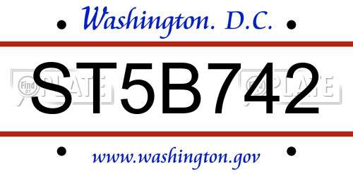ST5B742 District Of Columbia License Plate