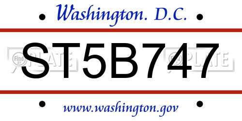 ST5B747 District Of Columbia License Plate