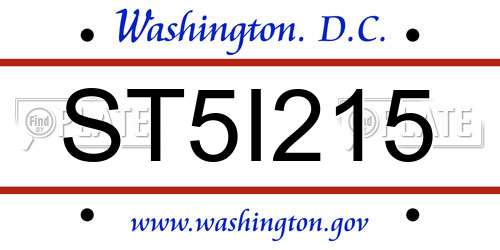ST5I215 District Of Columbia License Plate