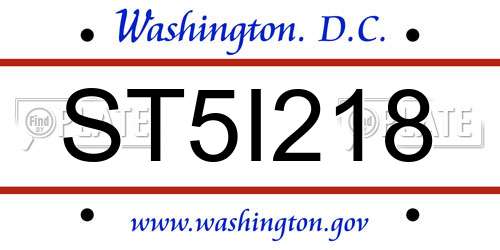 ST5I218 District Of Columbia License Plate