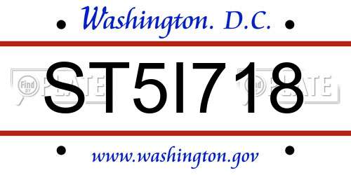 ST5I718 District Of Columbia License Plate