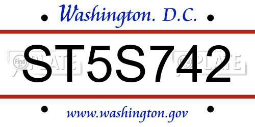 ST5S742 District Of Columbia License Plate